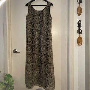 Vintage Silk Cheetah Print Sleeveless Shift Maxi Dress